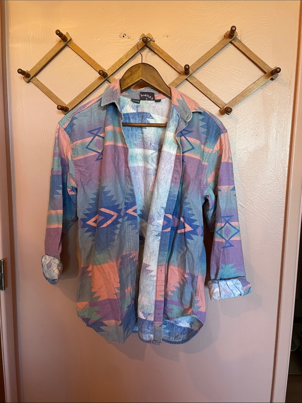 Vintage Woolrich Pastel Southwestern Button-Down Shirt Jacket